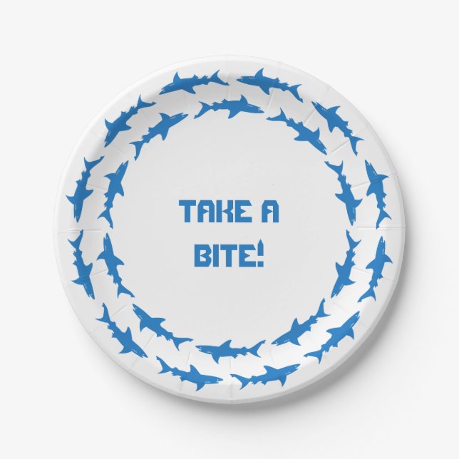 Take a Bite - Circling Sharks Custom Beach Party Paper Plate (Front)