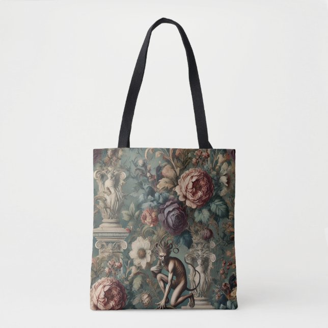 Take a Bow – Gothic Floral Design Tote Bag (Front)