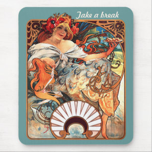 Take a break CC0413 Alphonse Mucha Mouse Mat