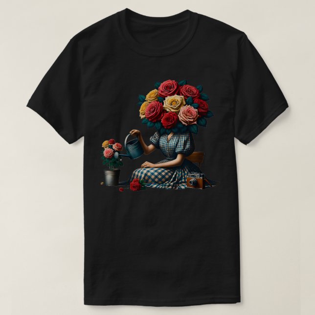 Take a Break Flower Girl Surreal Collage Weird Art T-Shirt (Design Front)