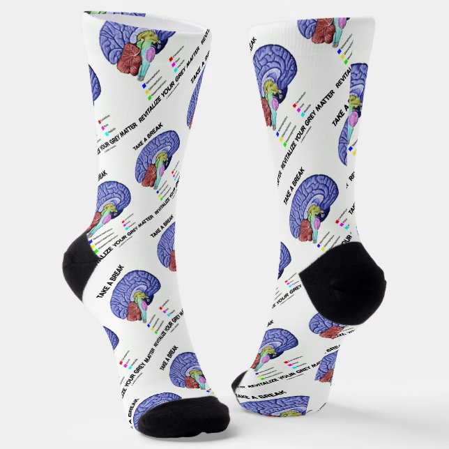 Take A Break Revitalise Your Grey Matter Brain Socks (Angled)