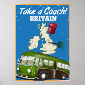Take a Coach Britain vintage travel poster