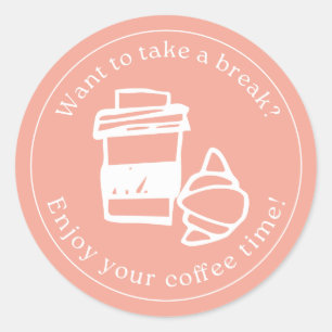 “Take a Coffee Break” Round Sticker – Gift Wrap or