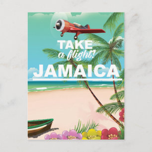 Take a Flight! Jamaica Retro vacation poster Postcard