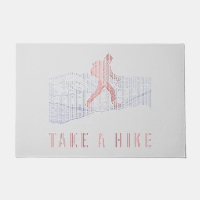 Take a Hike Blue and Red Doormat (Front)