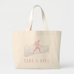 Take a Hike Blue and Red Large Tote Bag