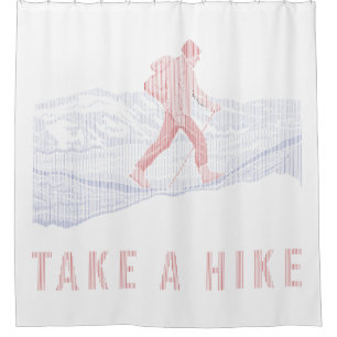 Take a Hike Blue and Red Shower Curtain