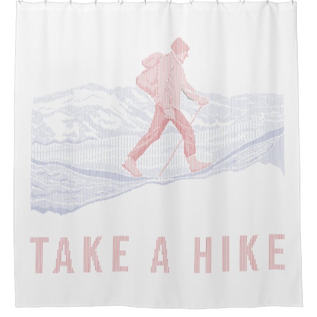 Take a Hike Blue and Red Shower Curtain (Front)
