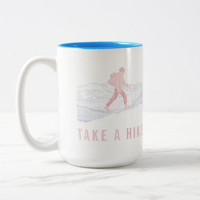 Take a Hike Blue and Red  Two-Tone Coffee Mug (Left)