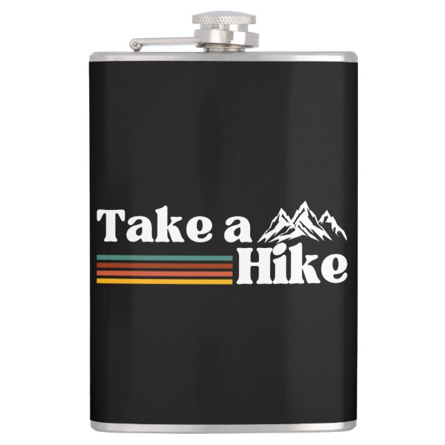 TAKE A HIKE MOUNTAIN CLIMBING HIKING CAMPING HIP FLASK (Front)