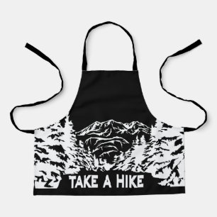 Take a Hike quote monochrome mountain landscape Apron