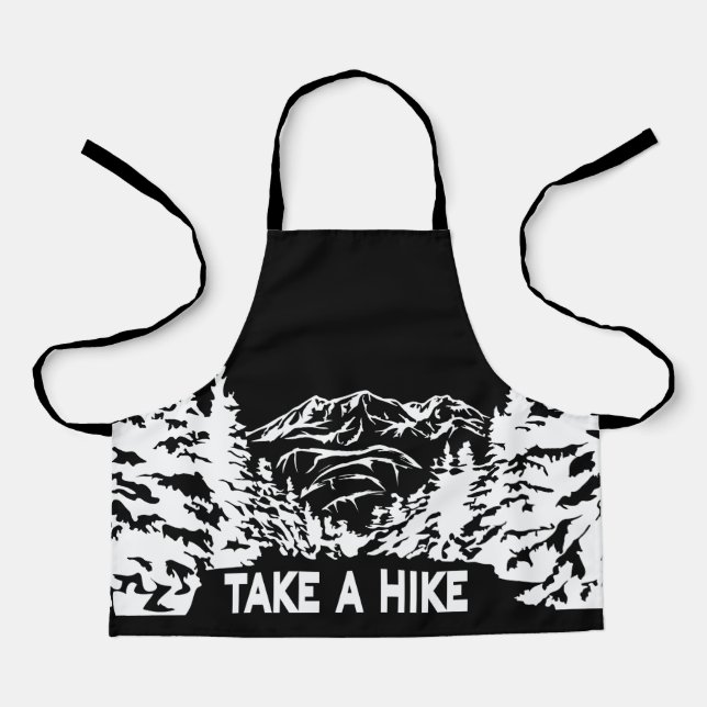 Take a Hike quote monochrome mountain landscape Apron (Front)
