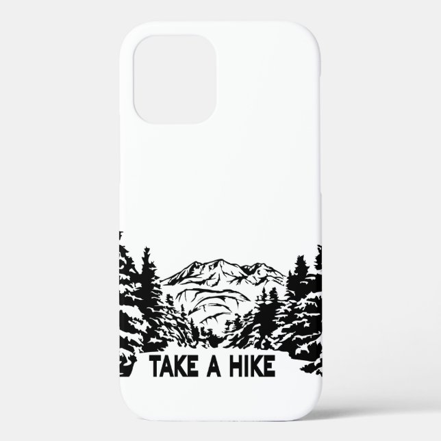 Take a Hike quote monochrome mountain landscape Case-Mate iPhone Case (Back)