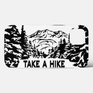 Take a Hike quote monochrome mountain landscape iPhone 13 Case