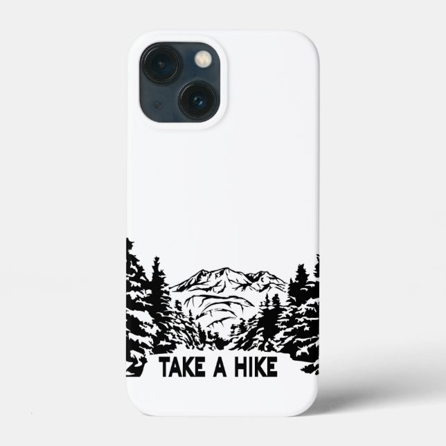 Take a Hike quote monochrome mountain landscape Case-Mate iPhone Case (Back)