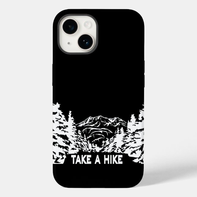 Take a Hike quote monochrome mountain landscape Case-Mate iPhone Case (Back)