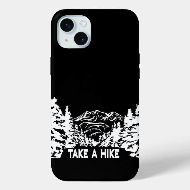 Take a Hike quote monochrome mountain landscape Case-Mate iPhone Case (Back)