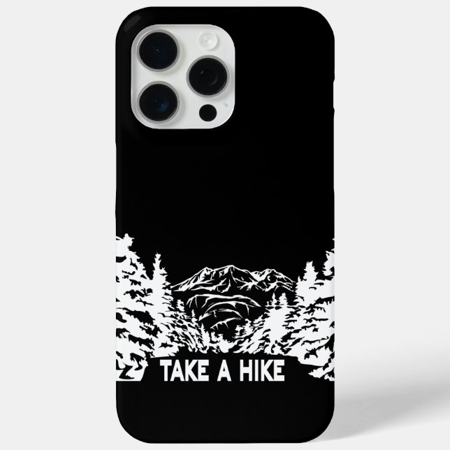 Take a Hike quote monochrome mountain landscape Case-Mate iPhone Case (Back)