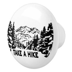 Take a Hike quote monochrome mountain landscape Ceramic Knob