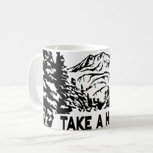 Take a Hike quote monochrome mountain landscape Coffee Mug