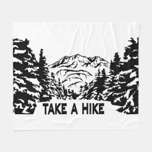 Take a Hike quote monochrome mountain landscape Fleece Blanket