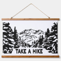 Take a Hike quote monochrome mountain landscape