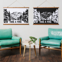 Take a Hike quote monochrome mountain landscape