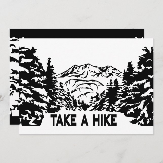 Take a Hike quote monochrome mountain landscape Holiday Card (Front/Back)