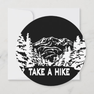 Take a Hike quote monochrome mountain landscape Holiday Card