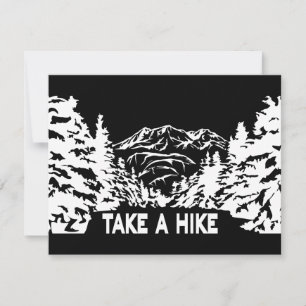 Take a Hike quote monochrome mountain landscape Holiday Card