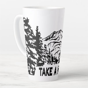 Take a Hike quote monochrome mountain landscape Latte Mug