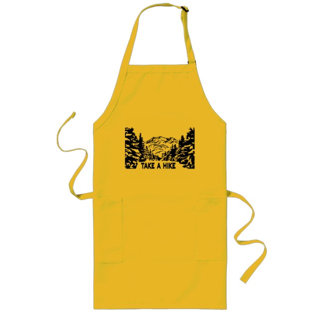 Take a Hike quote monochrome mountain landscape Long Apron (Front)