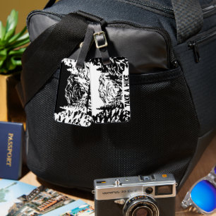 Take a Hike quote monochrome mountain landscape Luggage Tag