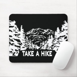 Take a Hike quote monochrome mountain landscape Mouse Mat