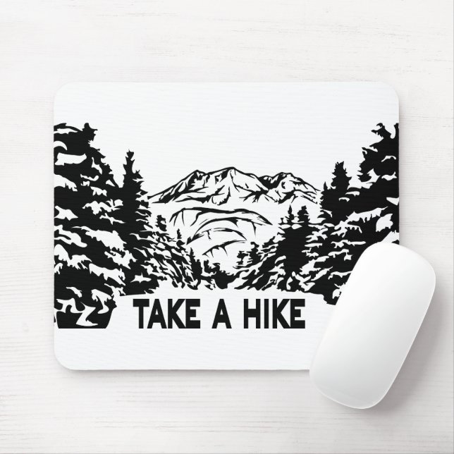 Take a Hike quote monochrome mountain landscape Mouse Mat (With Mouse)