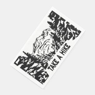Take a Hike quote monochrome mountain landscape Napkin