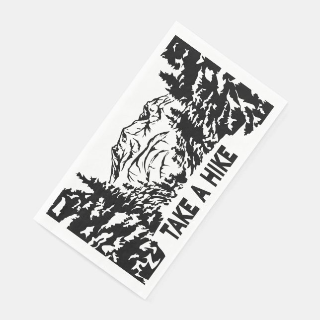 Take a Hike quote monochrome mountain landscape Napkin (Corner)