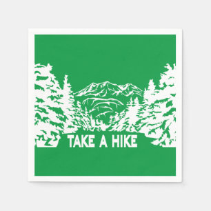Take a Hike quote monochrome mountain landscape Napkin
