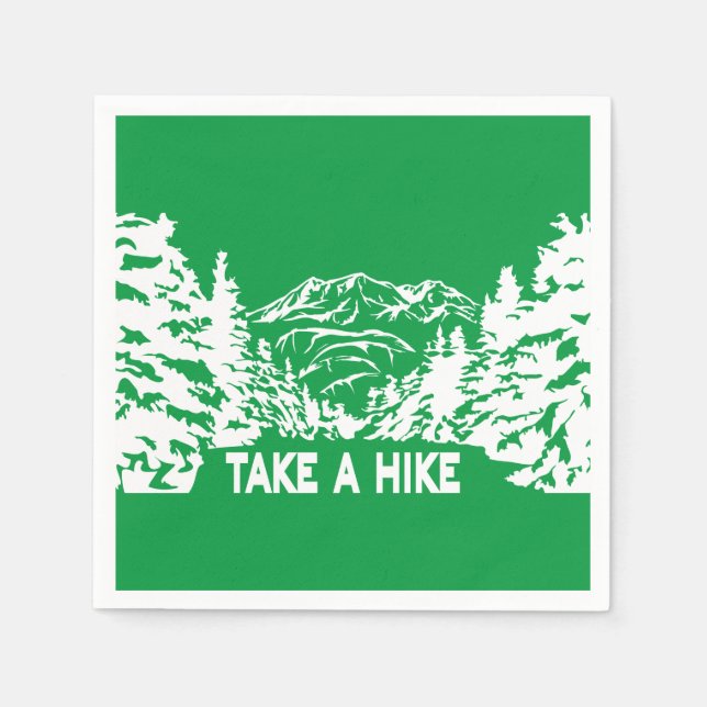 Take a Hike quote monochrome mountain landscape Napkin (Front)