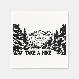 Take a Hike quote monochrome mountain landscape Napkin