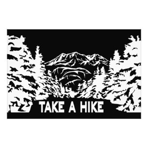 Take a Hike quote monochrome mountain landscape Photo Print