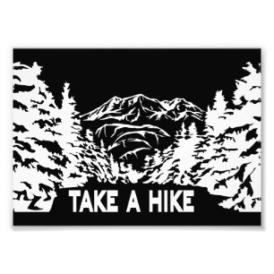 Take a Hike quote monochrome mountain landscape Photo Print