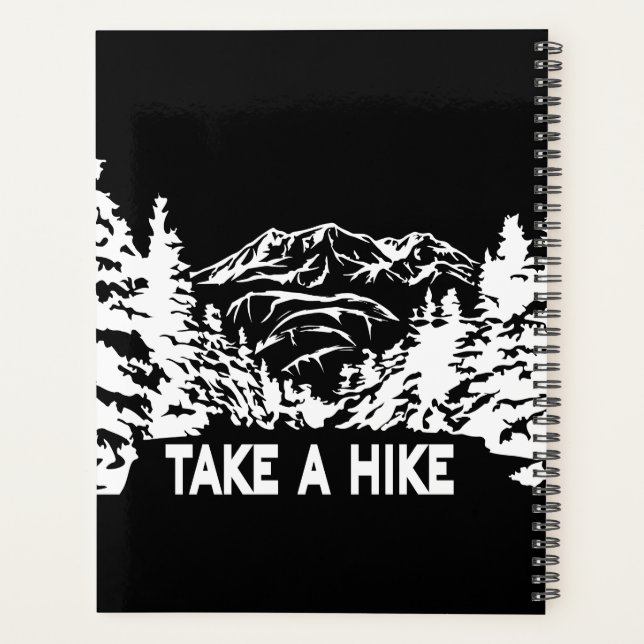 Take a Hike quote monochrome mountain landscape Planner (Back)