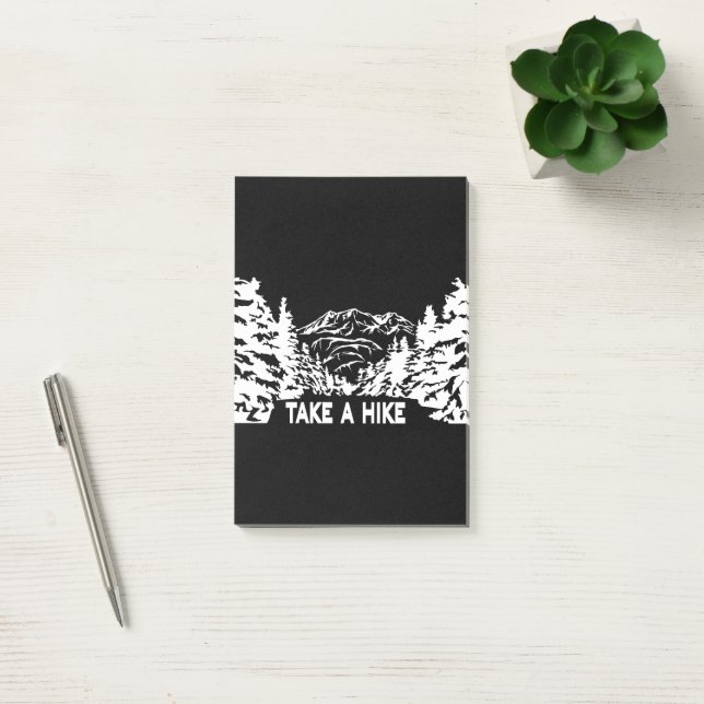 Take a Hike quote monochrome mountain landscape Post-it Notes (Office)