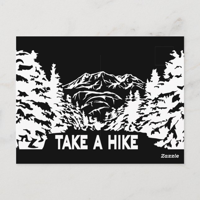 Take a Hike quote monochrome mountain landscape Postcard (Back)