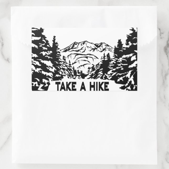 Take a Hike quote monochrome mountain landscape Rectangular Sticker (Bag)