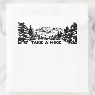 Take a Hike quote monochrome mountain landscape Rectangular Sticker