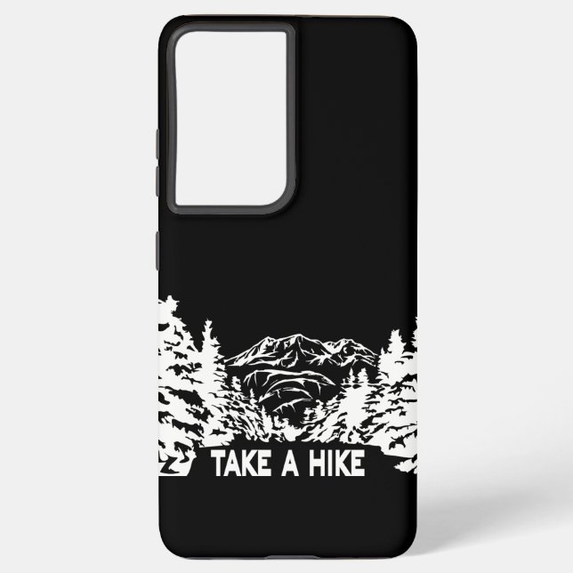 Take a Hike quote monochrome mountain landscape Samsung Galaxy S21+ Case (Back)