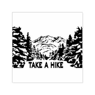 Take a Hike quote monochrome mountain landscape Self-inking Stamp