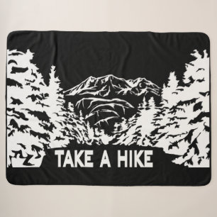 Take a Hike quote monochrome mountain landscape Sherpa Blanket